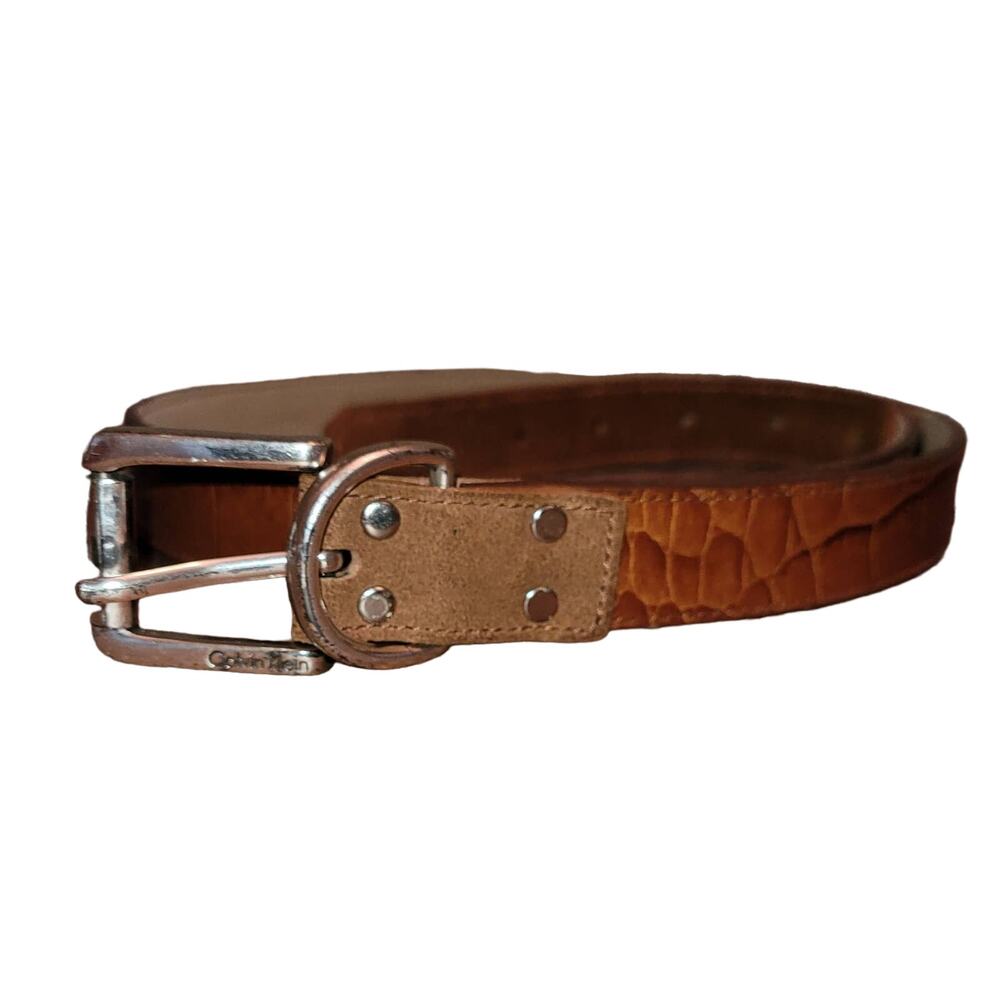 Calvin Klein Belt Medium Leather and Suede Belt Brown